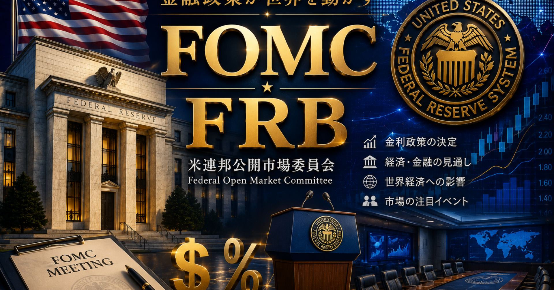 FOMCの結果やFRBの金融政策、利上げ・利下げの動向、相場に影響を与える最新ニュースを分かりやすく解説